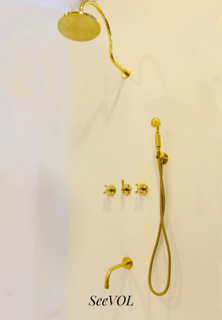 Unlacquered Brass Shower System, Handheld Set and SetHead, Rain shower, Hand made