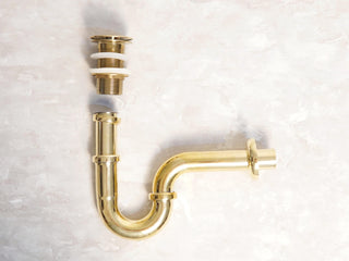 Unlacquered Brass P Trap Drain : Antique Style Sink plumbing