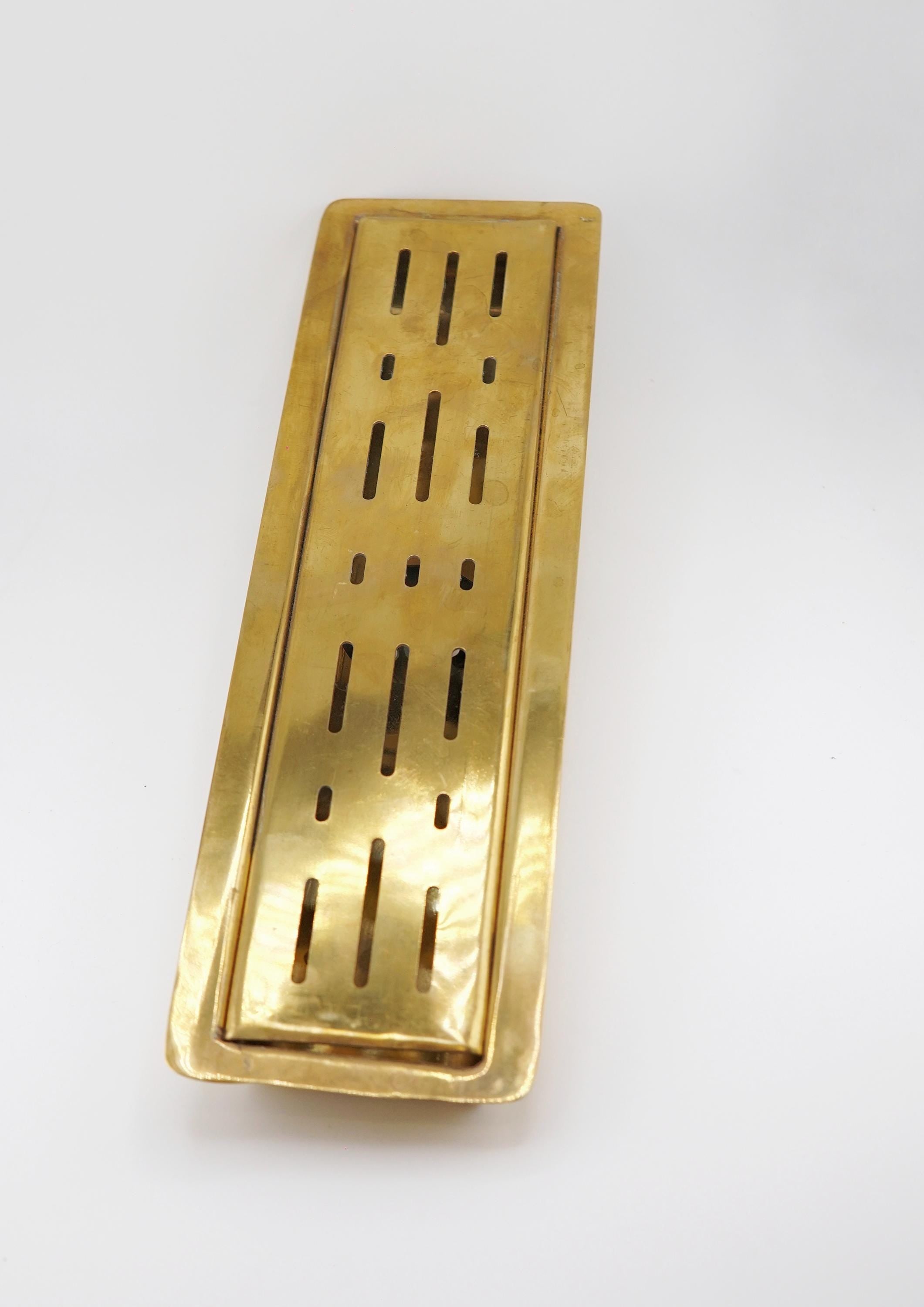 Unlacquered Brass Linear Shower Drain: Modern Bathroom Floor Drain