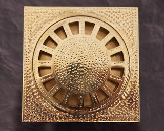 Unlacquered Brass Hammered Square Shower Floor Drain: Solid Brass