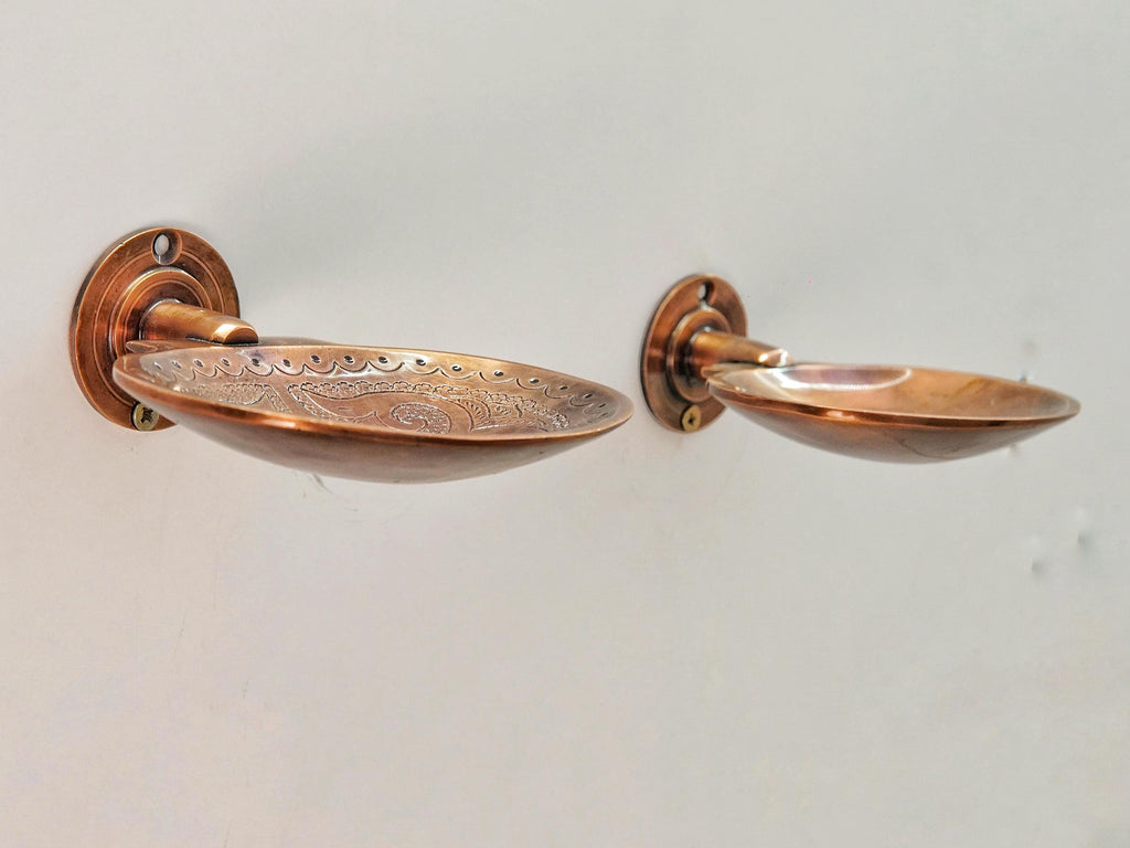 Handmade Copper Soap Dish: Engraved Moroccan Bathroom Decor