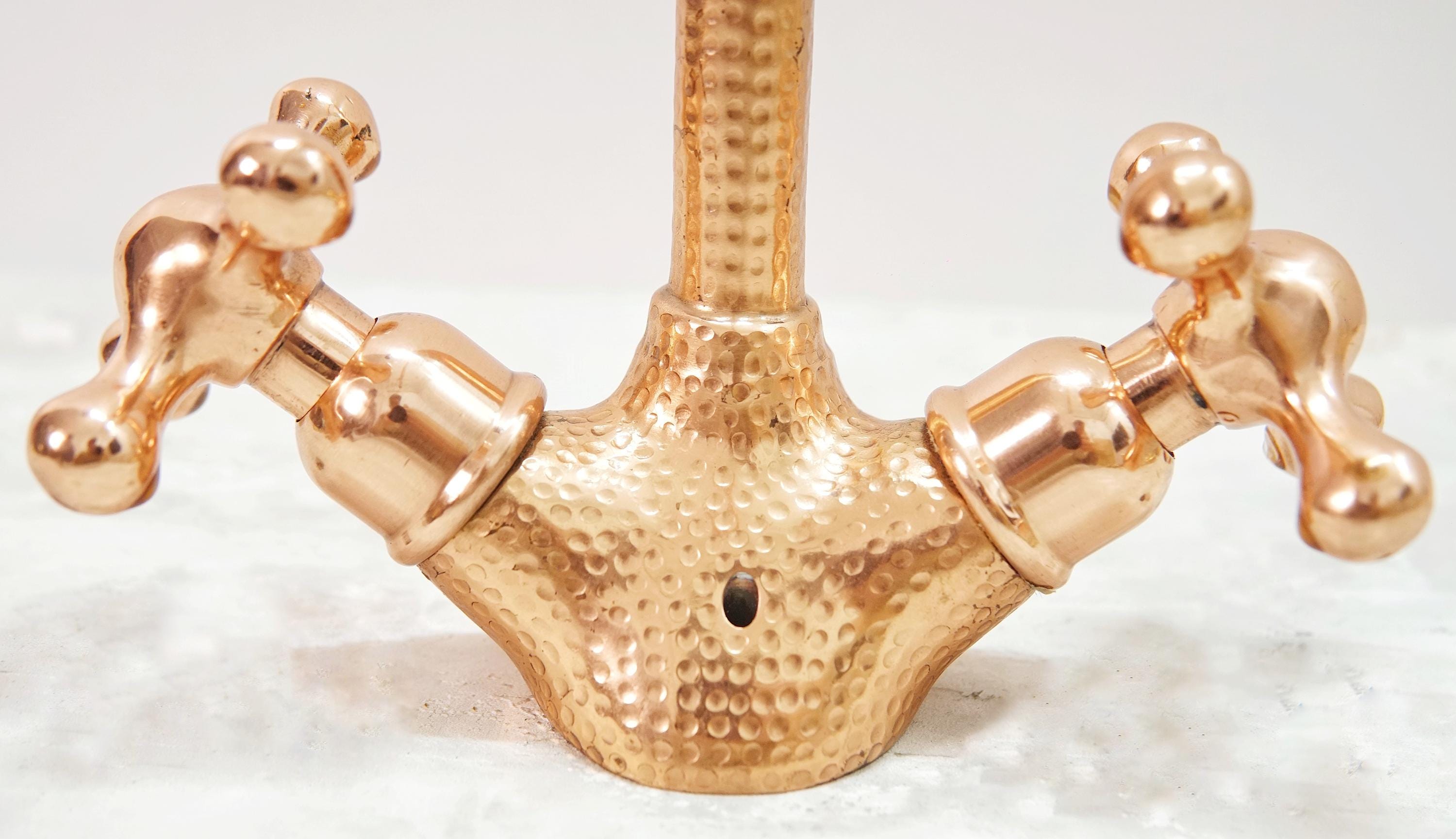 Handmade Hammered Copper Gooseneck Faucet: Moroccan Vintage Style