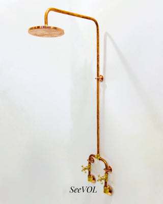 Unlacquered Solid copper Outdoor Shower, copper showerhead