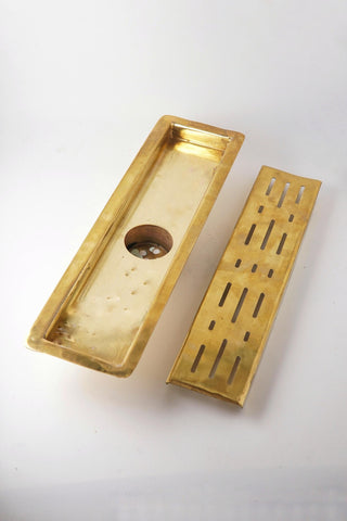 Unlacquered Brass Linear Shower Drain: Modern Bathroom Floor Drain