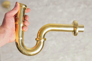 Unlacquered Brass P Trap Drain : Antique Style Sink plumbing