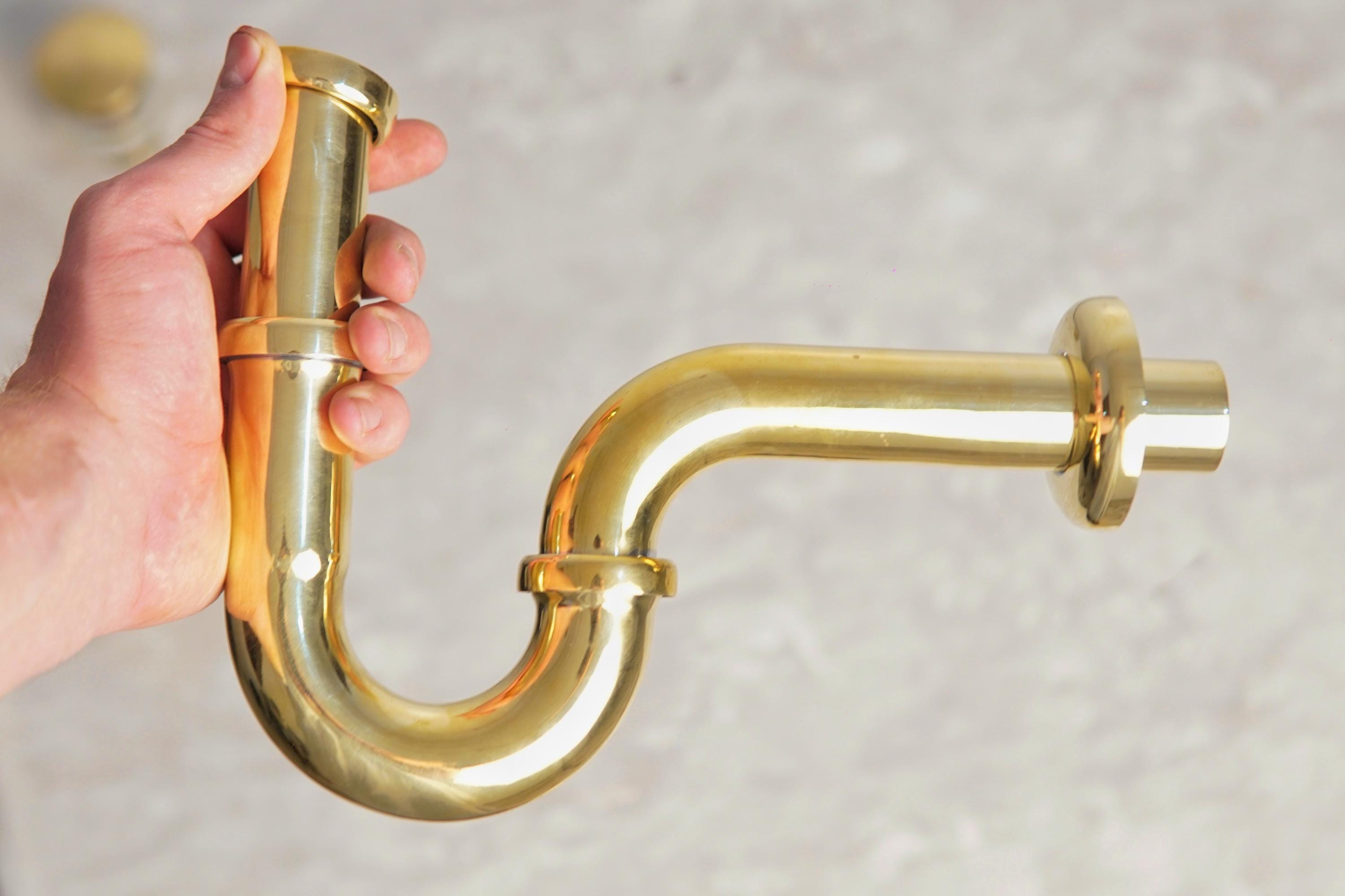 Unlacquered Brass P Trap Drain : Antique Style Sink plumbing