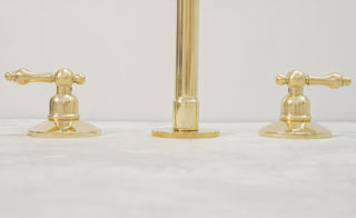 Solid Brass Bathroom Faucet, 3-Hole Deck Mount, Vintage Style