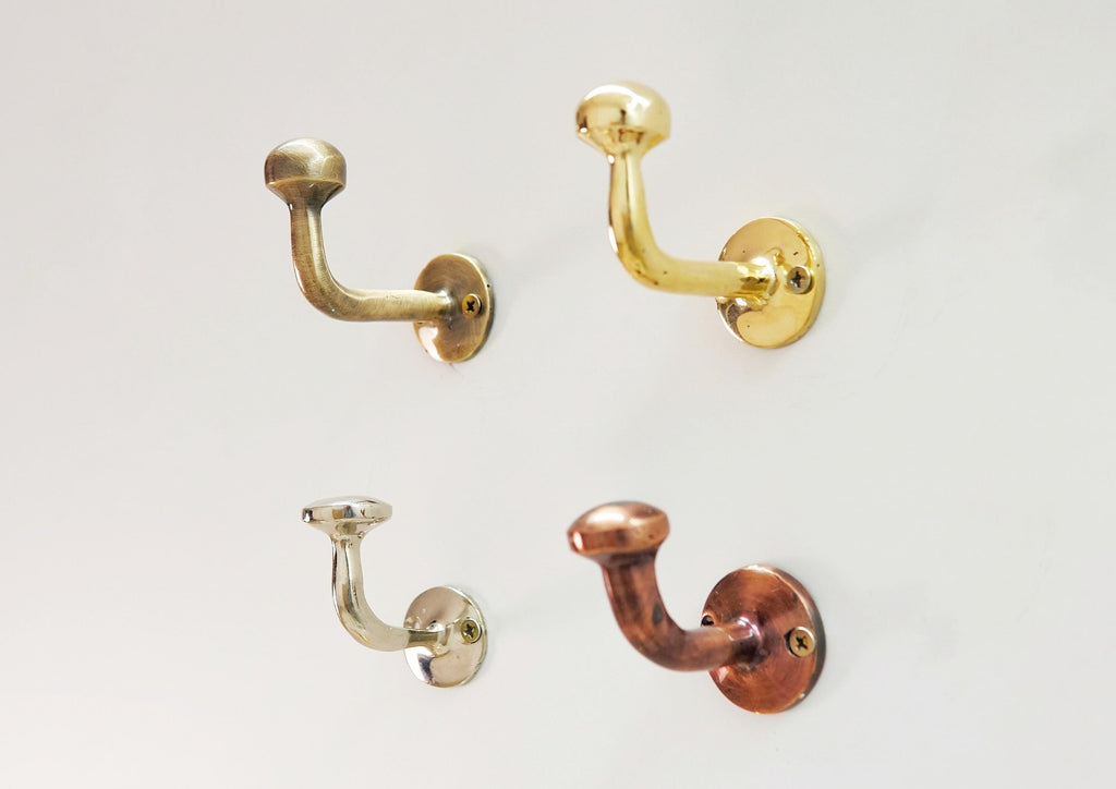 Handcrafted Unlacquered Brass Wall Hook, Vintage Style