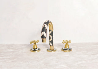 Unlacquered Brass Resin Bathroom Faucet: Resin Vanity, 3-Hole Deck Mount