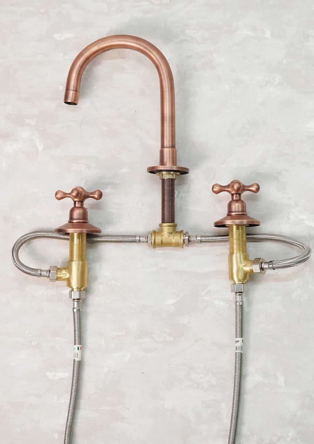 Copper Bathroom Faucet: Solid Brass 3-Hole Vanity Sink