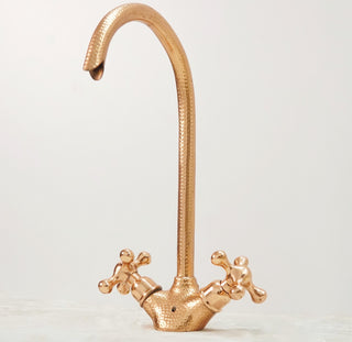 Handmade Hammered Copper Gooseneck Faucet: Moroccan Vintage Style