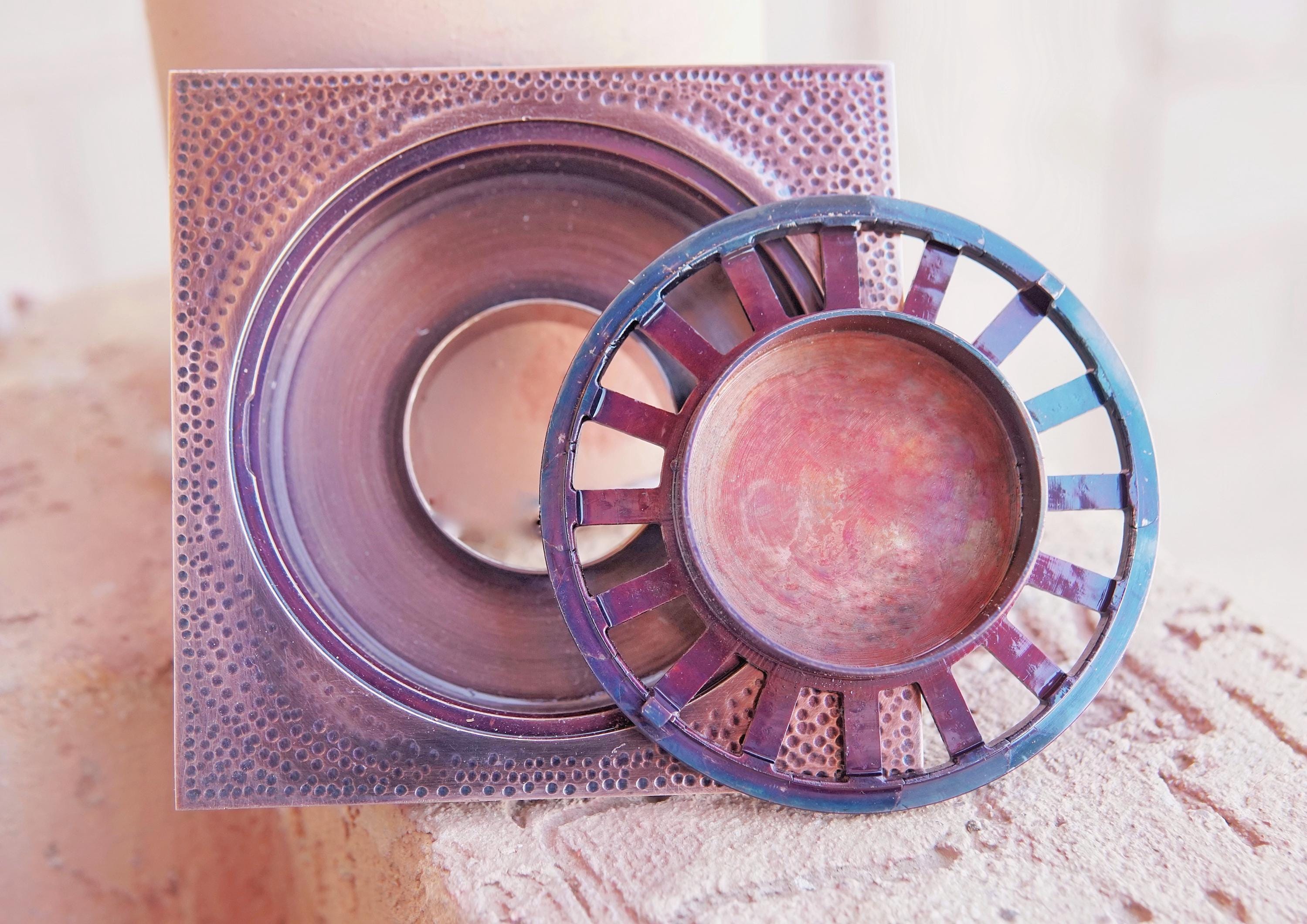 Hammered Copper Square Floor Drain: Solid Brass Shower Drain