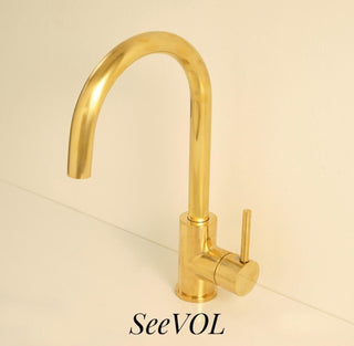 Unlacquered Brass Single Handle, Deck Mount Standard Kitchen Faucet with Side Spray
