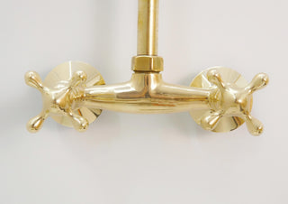 Unlacquered Brass Rainfall Shower System, Solid Brass, Exposed Pipe