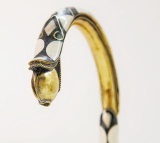 Handcrafted Brass & Resin Faucet: Geometric Inlay Gooseneck Design