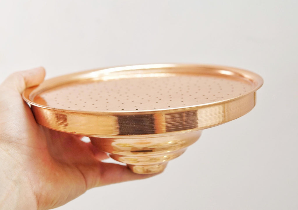 Handcrafted Unlacquered Solid Copper Shower Head, Rainfall High Pressure